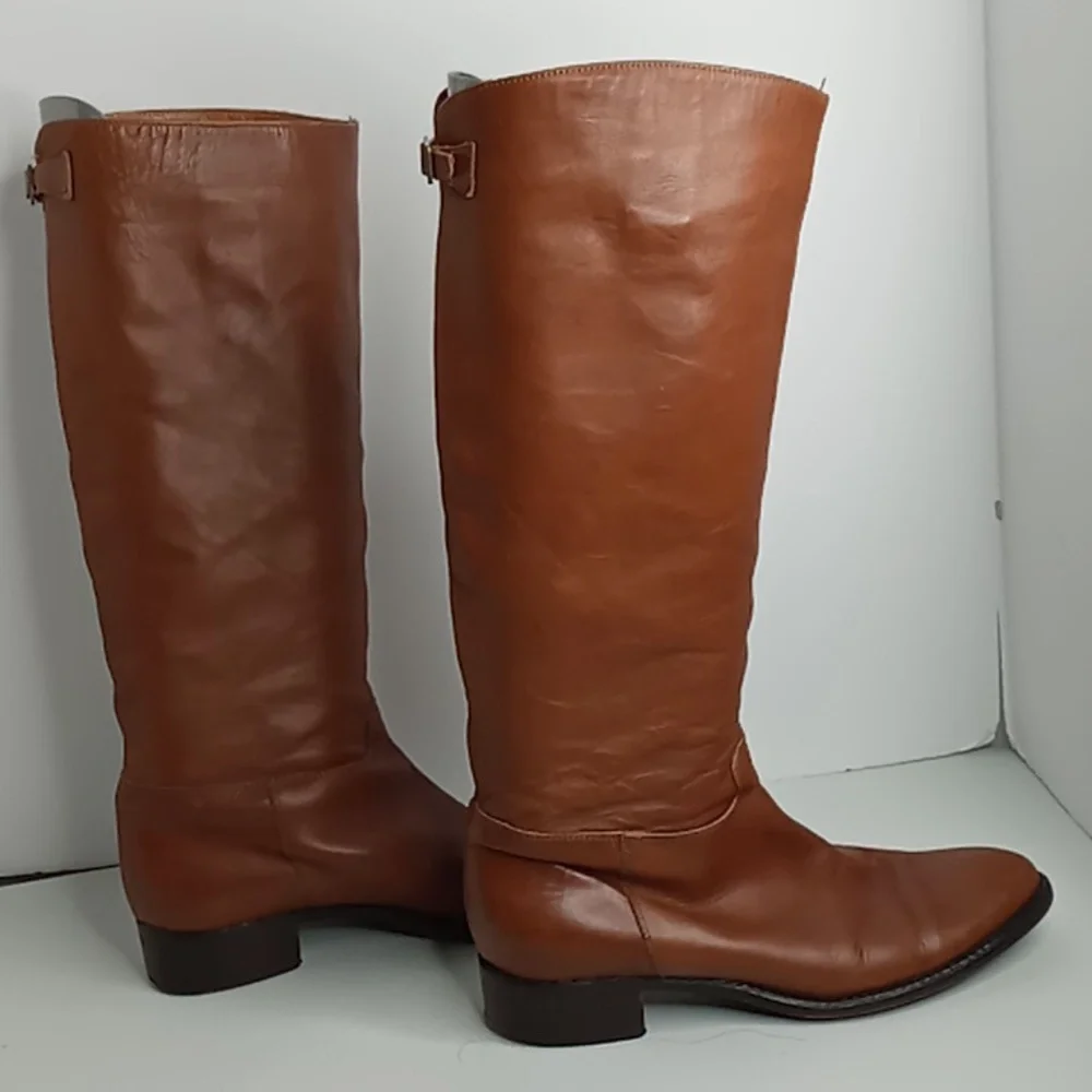 Jenrigo Tall Leather Boots made in Italy - Cognac- size 38.5
